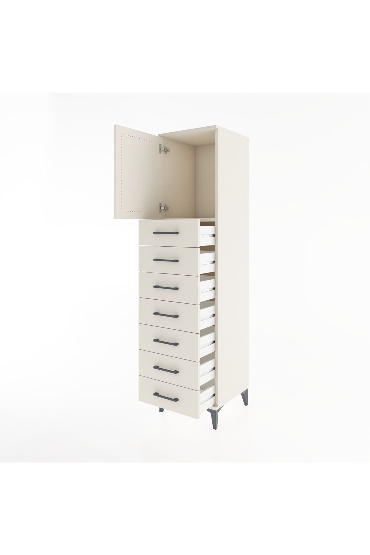 Hyperion Dolap Tek Raflı 7 Çekmeceli Tek Kapaklı 44x44x182 Aytaşı-Aytaşı