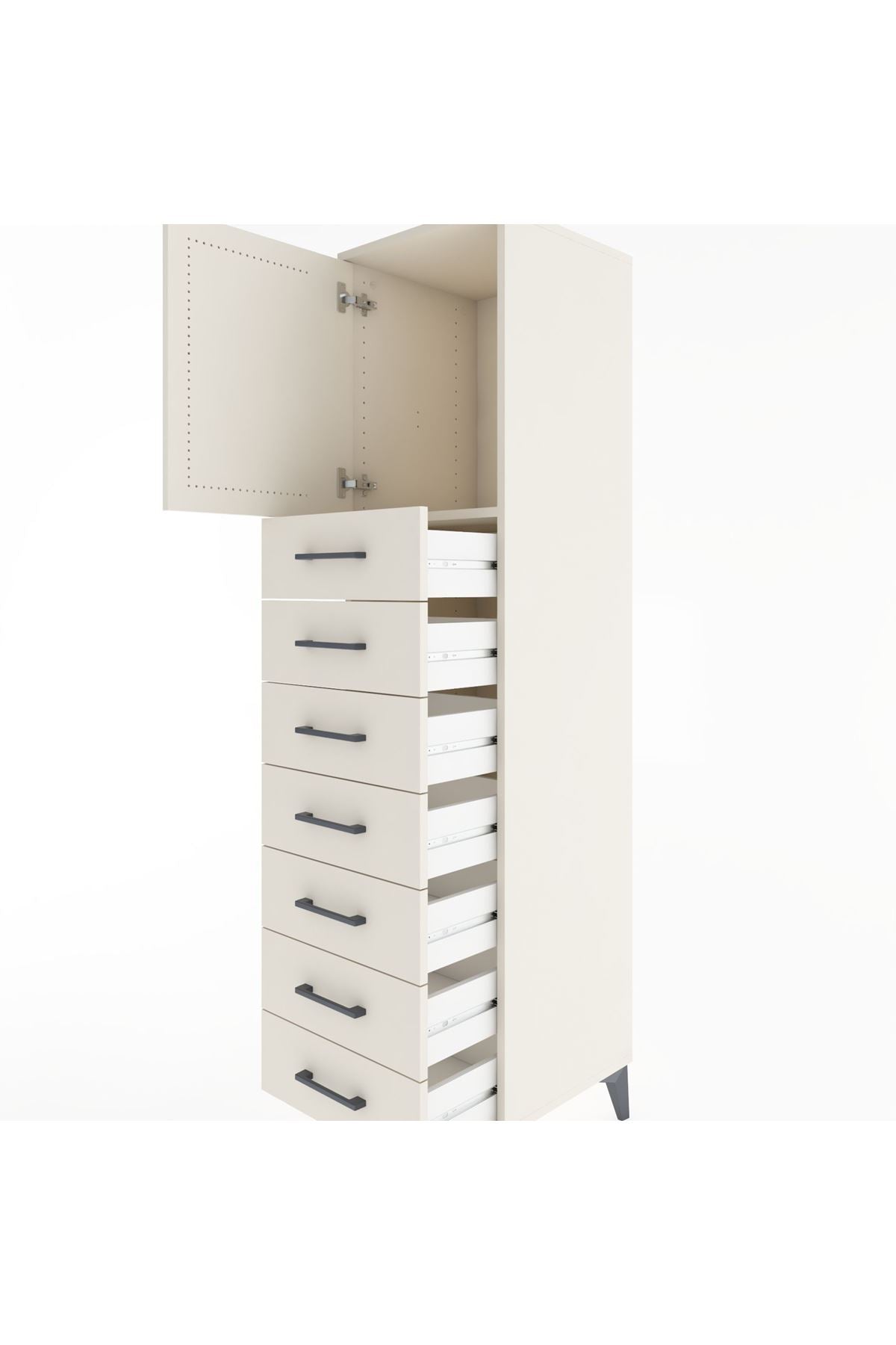 Hyperion Dolap Tek Raflı 7 Çekmeceli Tek Kapaklı 44x44x182 Aytaşı-Aytaşı