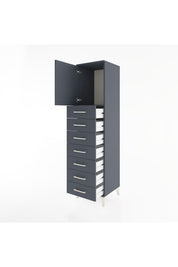 Hyperion Dolap Tek Raflı 7 Çekmeceli Tek Kapaklı 44x44x182 Antrasit-Antrasit