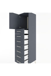 Hyperion Dolap Tek Raflı 7 Çekmeceli Tek Kapaklı 44x44x182 Antrasit-Antrasit