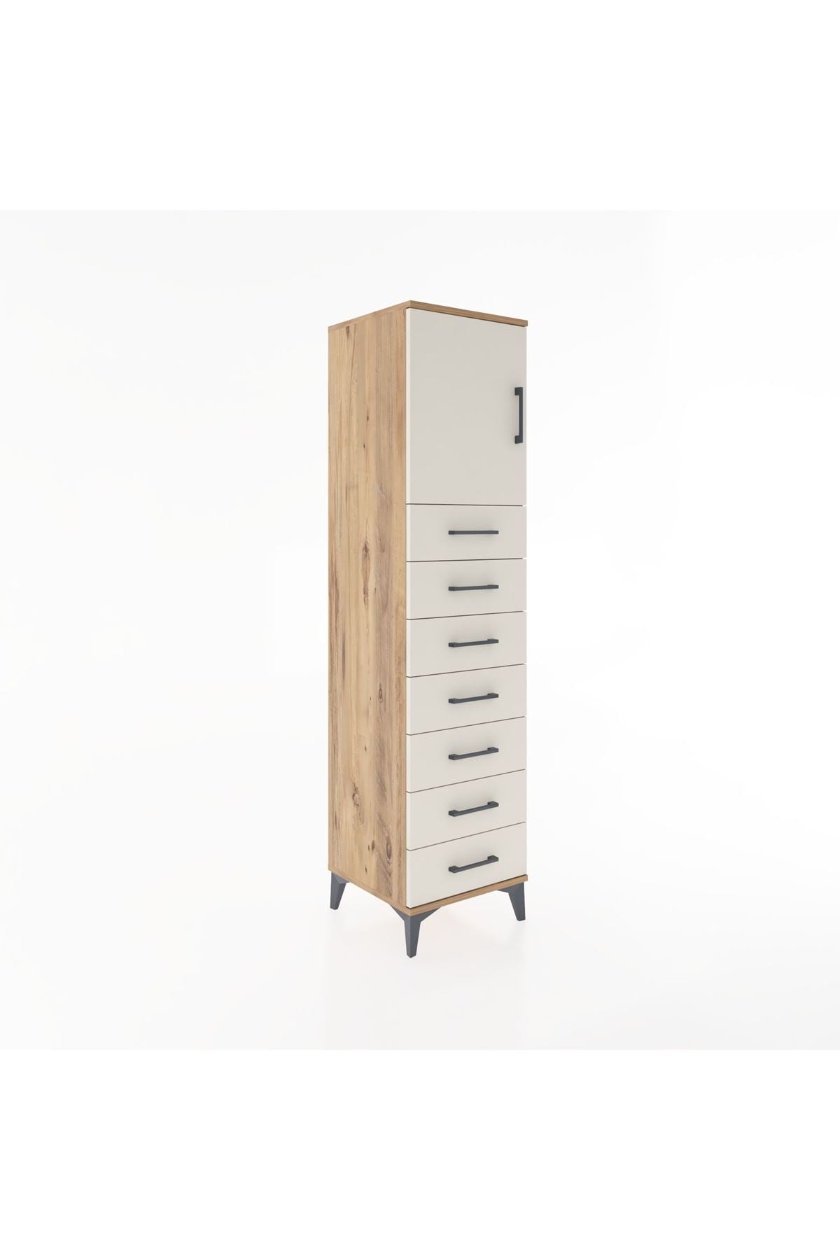 Hyperion Dolap Tek Raflı 7 Çekmeceli Tek Kapaklı 44x44x182 Çam-Aytaşı