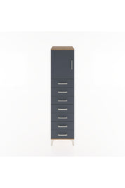 Hyperion Dolap Tek Raflı 7 Çekmeceli Tek Kapaklı 44x44x182 Çam-Antrasit