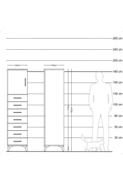 Hyperion Dolap Tek Raflı 7 Çekmeceli Tek Kapaklı 44x44x182 Çam-Aytaşı