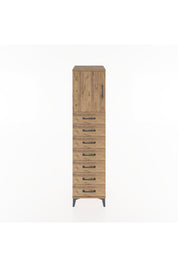 Hyperion Dolap Tek Raflı 7 Çekmeceli Tek Kapaklı 44x44x182 Çam-Çam