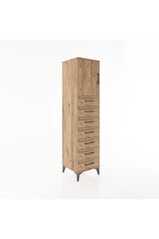 Hyperion Dolap Tek Raflı 7 Çekmeceli Tek Kapaklı 44x44x182 Çam-Çam