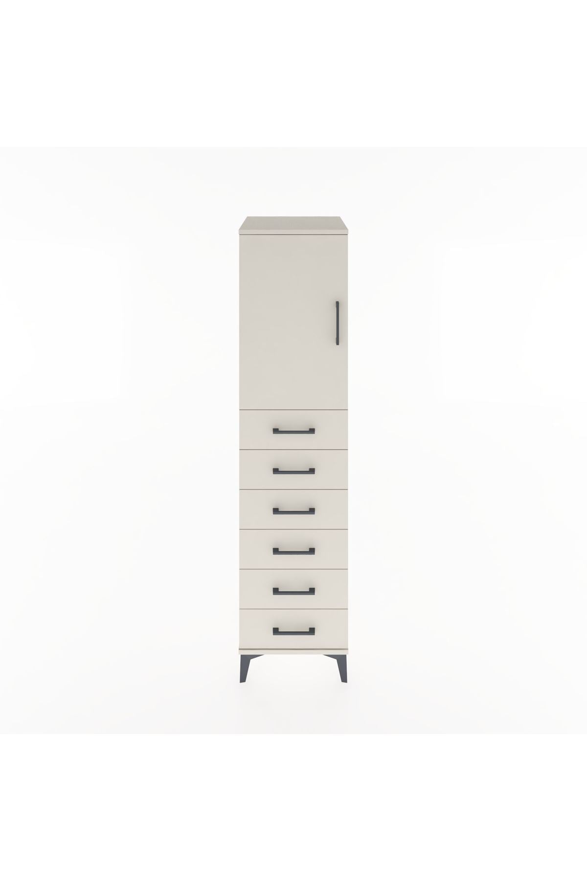 Hyperion Dolap Tek Raflı 6 Çekmeceli Tek Kapaklı 44x44x182 Aytaşı-Aytaşı