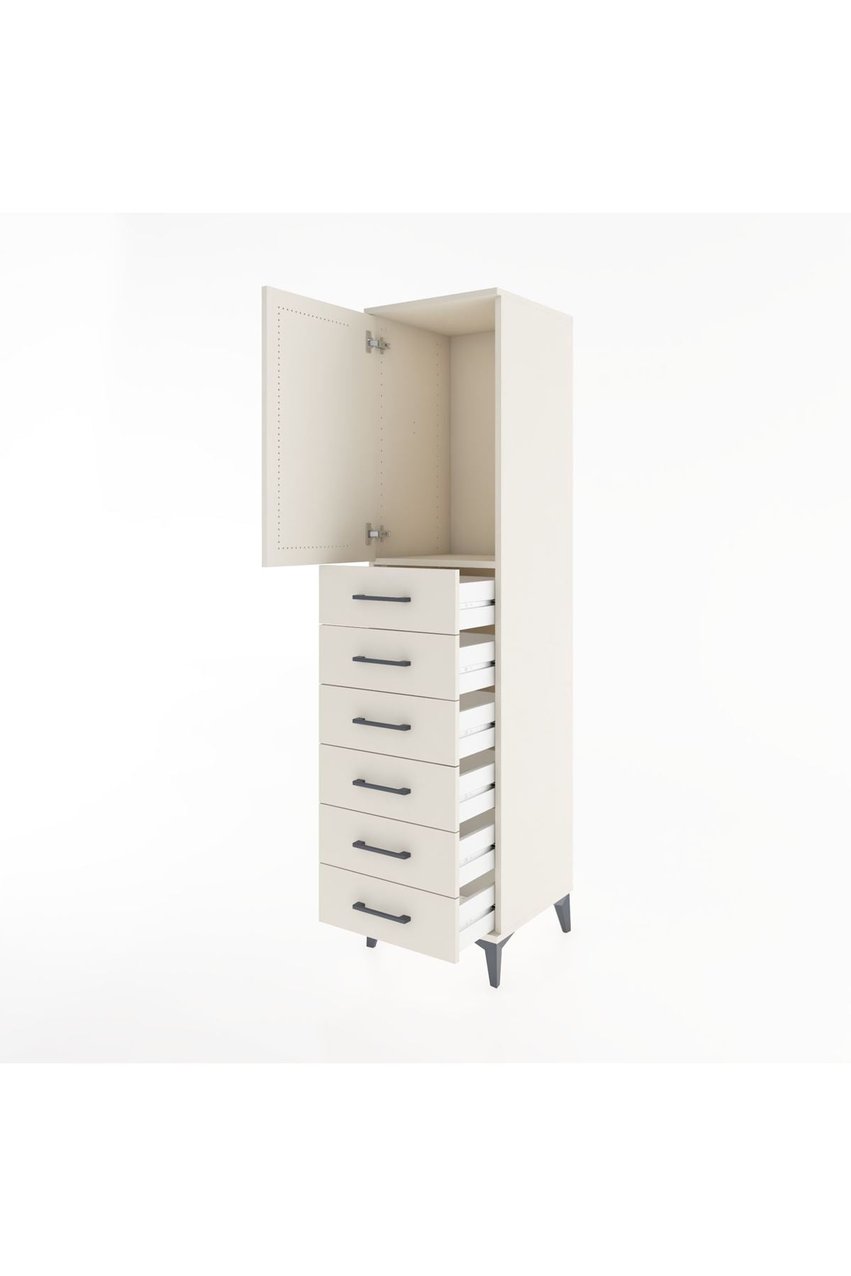 Hyperion Dolap Tek Raflı 6 Çekmeceli Tek Kapaklı 44x44x182 Aytaşı-Aytaşı