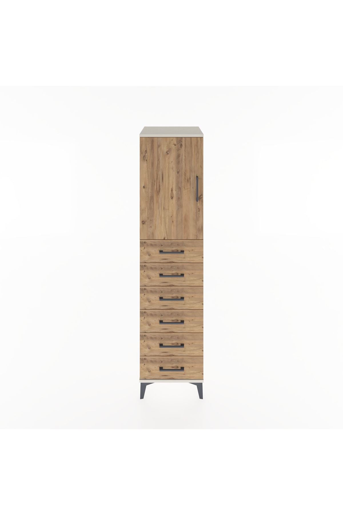 Hyperion Dolap Tek Raflı 6 Çekmeceli Tek Kapaklı 44x44x182 Aytaşı-Çam