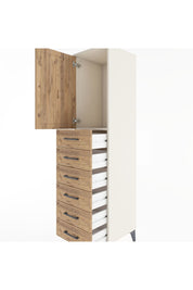 Hyperion Dolap Tek Raflı 6 Çekmeceli Tek Kapaklı 44x44x182 Aytaşı-Çam