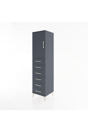 Hyperion Dolap Tek Raflı 6 Çekmeceli Tek Kapaklı 44x44x182 Antrasit-Antrasit