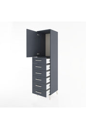 Hyperion Dolap Tek Raflı 6 Çekmeceli Tek Kapaklı 44x44x182 Antrasit-Antrasit