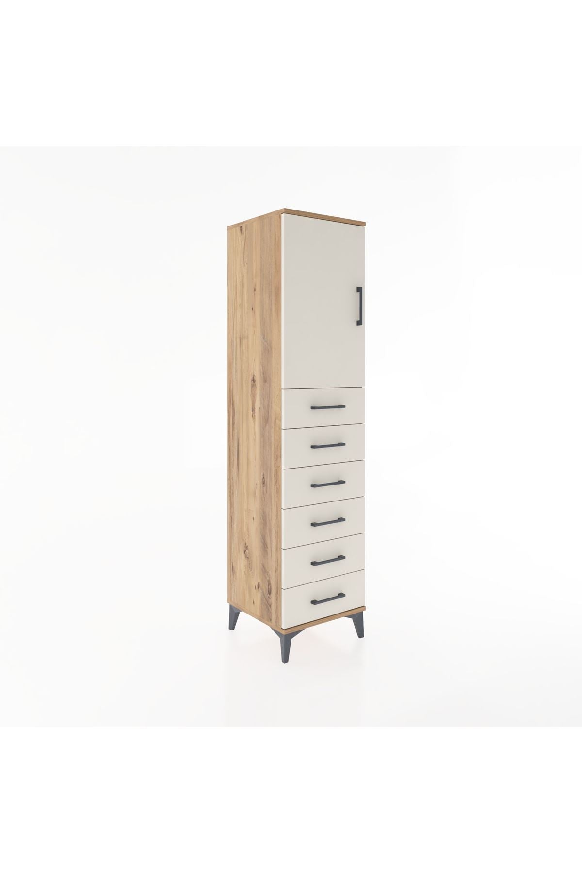 Hyperion Dolap Tek Raflı 6 Çekmeceli Tek Kapaklı 44x44x182 Çam-Aytaşı