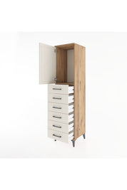 Hyperion Dolap Tek Raflı 6 Çekmeceli Tek Kapaklı 44x44x182 Çam-Aytaşı