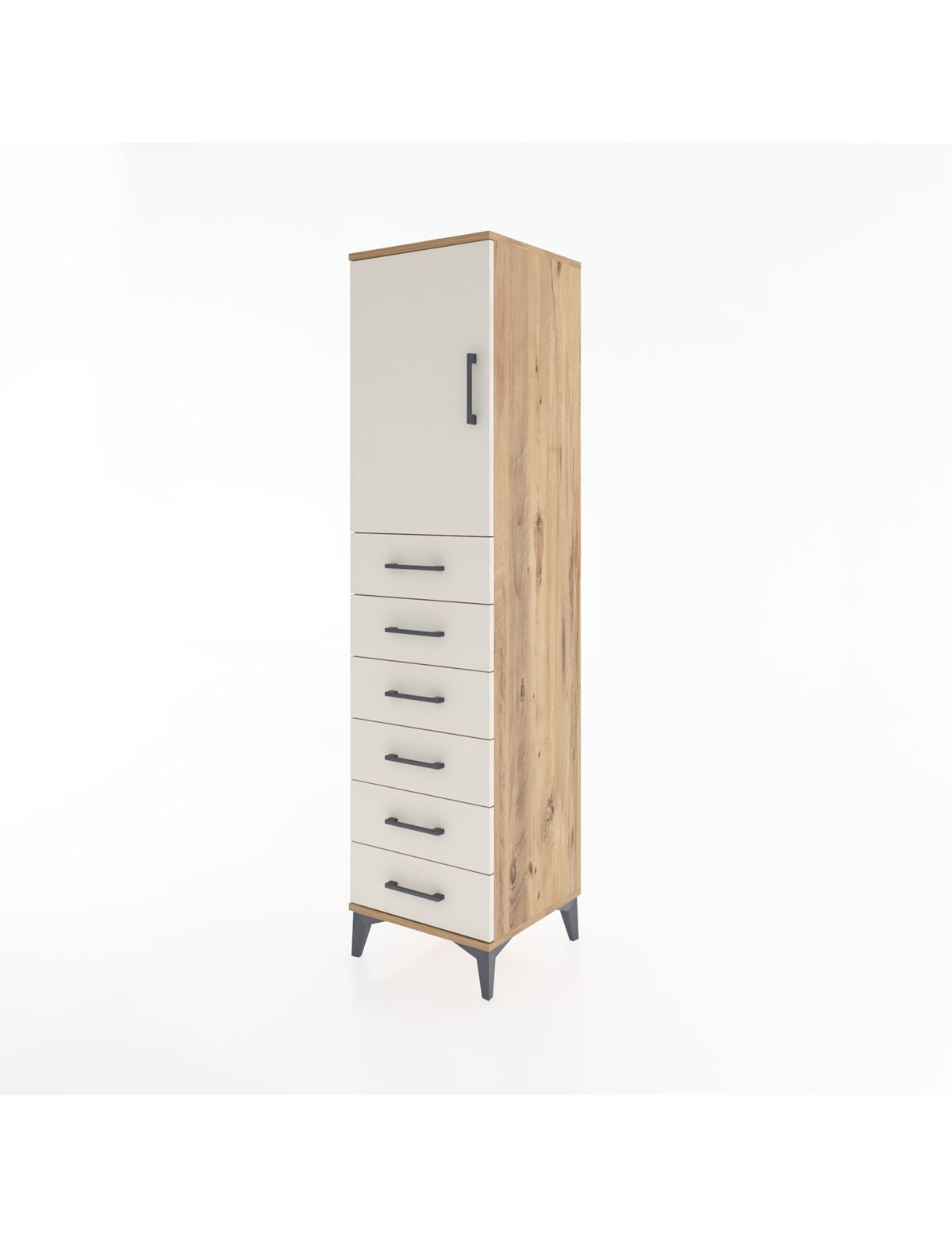 Hyperion Dolap Tek Raflı 6 Çekmeceli Tek Kapaklı 44x44x182 - S55M003V7B