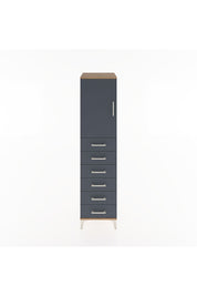 Hyperion Dolap Tek Raflı 6 Çekmeceli Tek Kapaklı 44x44x182 Çam-Antrasit