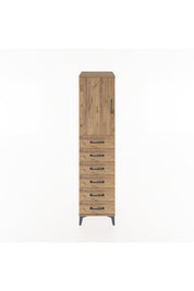 Hyperion Dolap Tek Raflı 6 Çekmeceli Tek Kapaklı 44x44x182 Çam-Çam