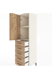 Hyperion Dolap 2 Raflı 5 Çekmeceli Tek Kapaklı 44x44x182 Aytaşı-Çam