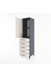 Hyperion Dolap 2 Raflı 5 Çekmeceli Tek Kapaklı 44x44x182 Antrasit-Aytaşı