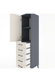 Hyperion Dolap 2 Raflı 5 Çekmeceli Tek Kapaklı 44x44x182 Antrasit-Aytaşı