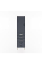 Hyperion Dolap 2 Raflı 5 Çekmeceli Tek Kapaklı 44x44x182 Antrasit-Antrasit