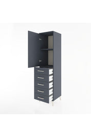 Hyperion Dolap 2 Raflı 5 Çekmeceli Tek Kapaklı 44x44x182 Antrasit-Antrasit