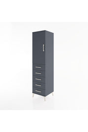 Hyperion Dolap 2 Raflı 5 Çekmeceli Tek Kapaklı 44x44x182 Antrasit-Antrasit