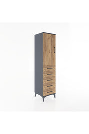 Hyperion Dolap 2 Raflı 5 Çekmeceli Tek Kapaklı 44x44x182 Antrasit-Çam