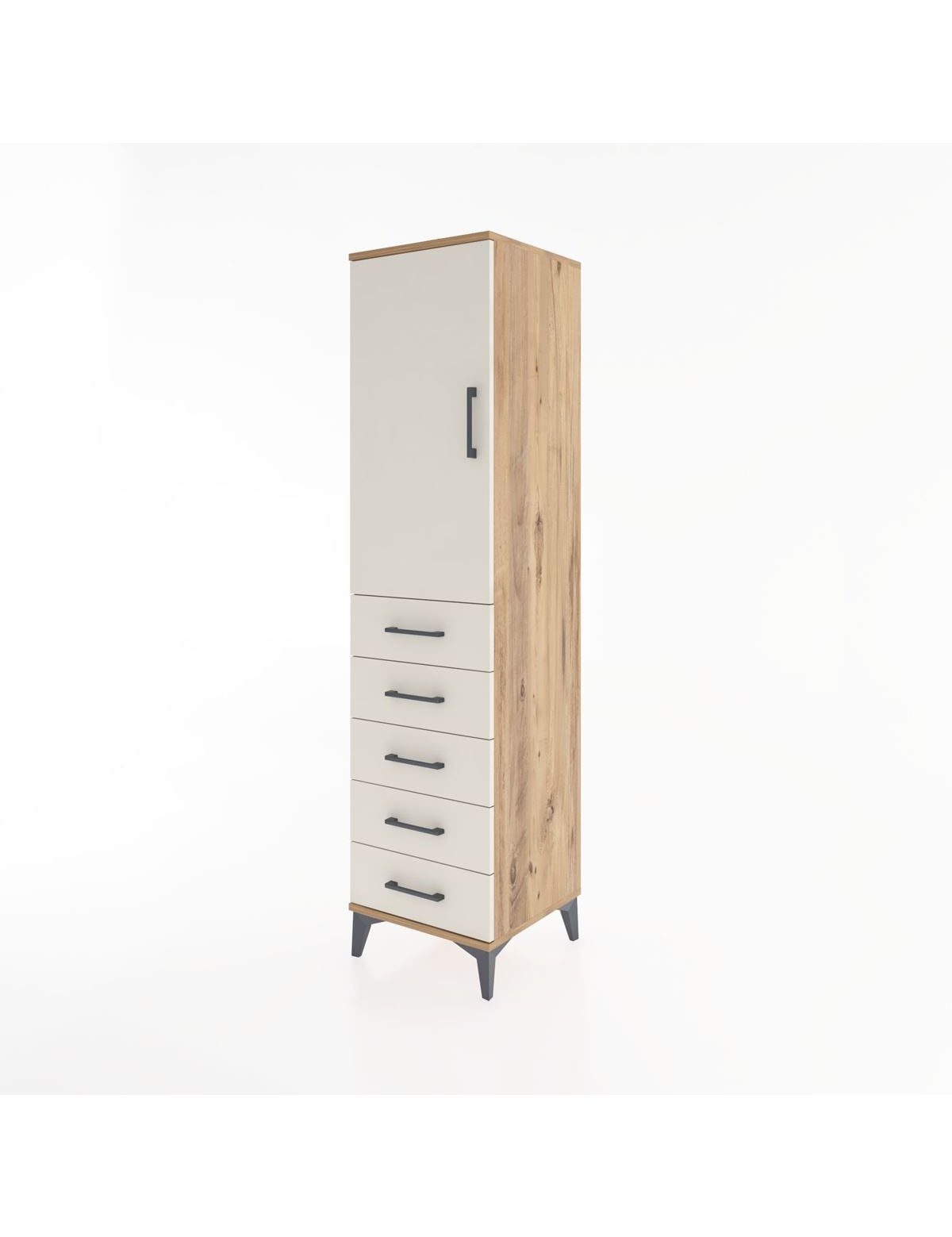 Hyperion Dolap 2 Raflı 5 Çekmeceli Tek Kapaklı 44x44x182 - S55M004V7B