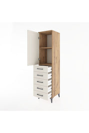 Hyperion Dolap 2 Raflı 5 Çekmeceli Tek Kapaklı 44x44x182 Çam-Aytaşı