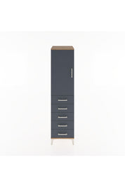 Hyperion Dolap 2 Raflı 5 Çekmeceli Tek Kapaklı 44x44x182 Çam-Antrasit