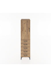 Hyperion Dolap 2 Raflı 5 Çekmeceli Tek Kapaklı 44x44x182 Çam-Çam