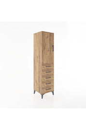 Hyperion Dolap 2 Raflı 5 Çekmeceli Tek Kapaklı 44x44x182 Çam-Çam