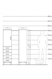 Hyperion Dolap 2 Raflı 5 Çekmeceli Tek Kapaklı 44x44x182 Çam-Çam