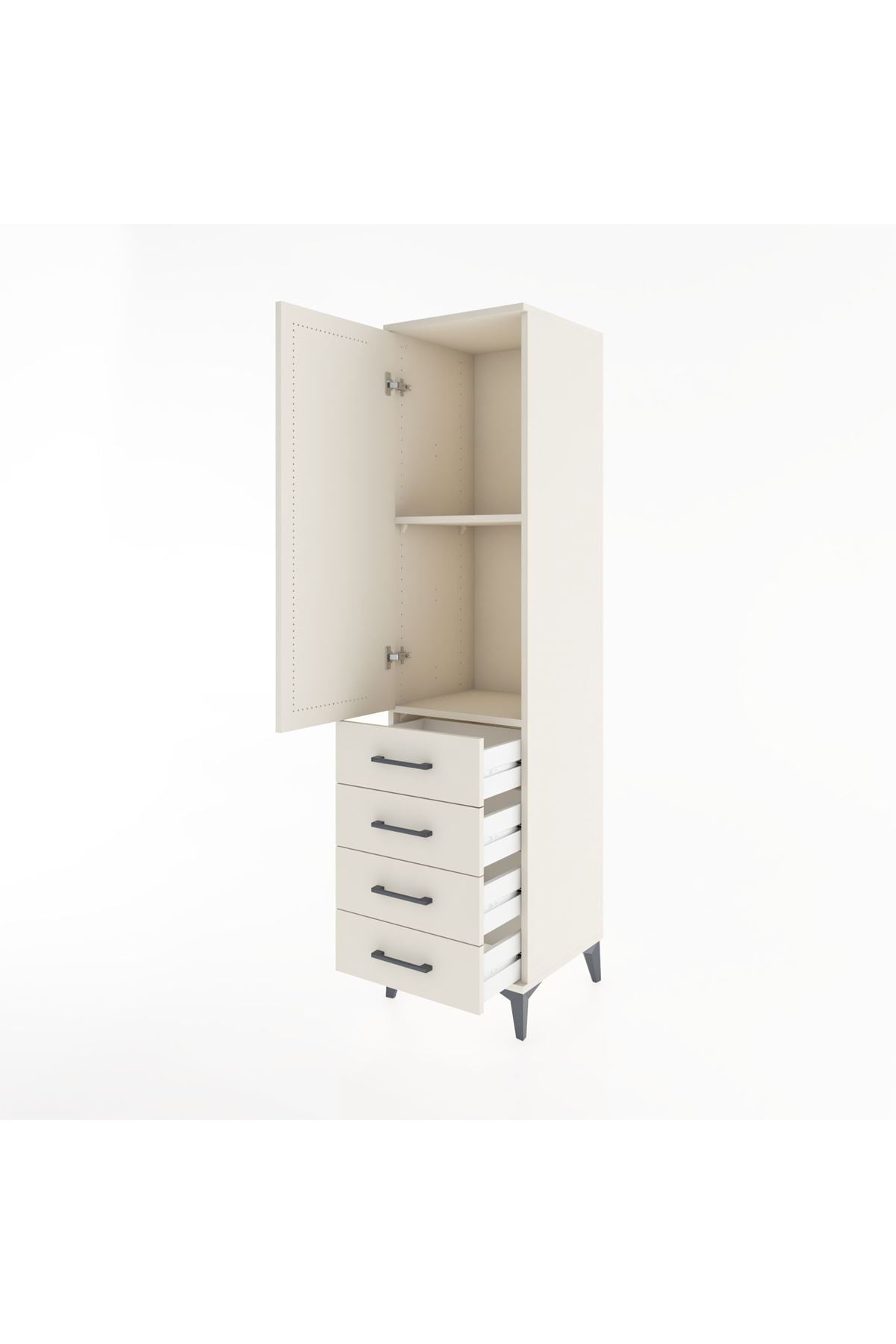 Hyperion Dolap 2 Raflı 4 Çekmeceli Tek Kapaklı 44x44x182 Aytaşı-Aytaşı