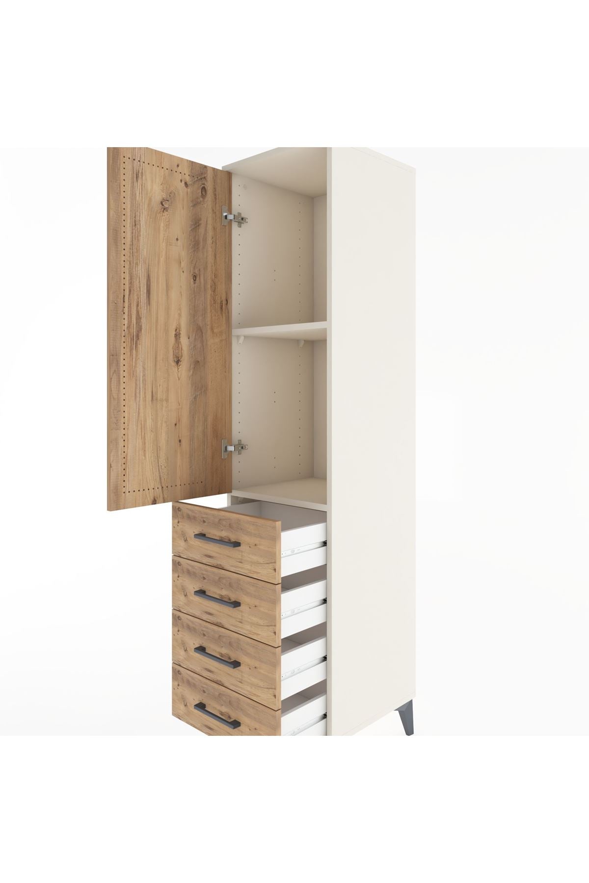 Hyperion Dolap 2 Raflı 4 Çekmeceli Tek Kapaklı 44x44x182 Aytaşı-Çam