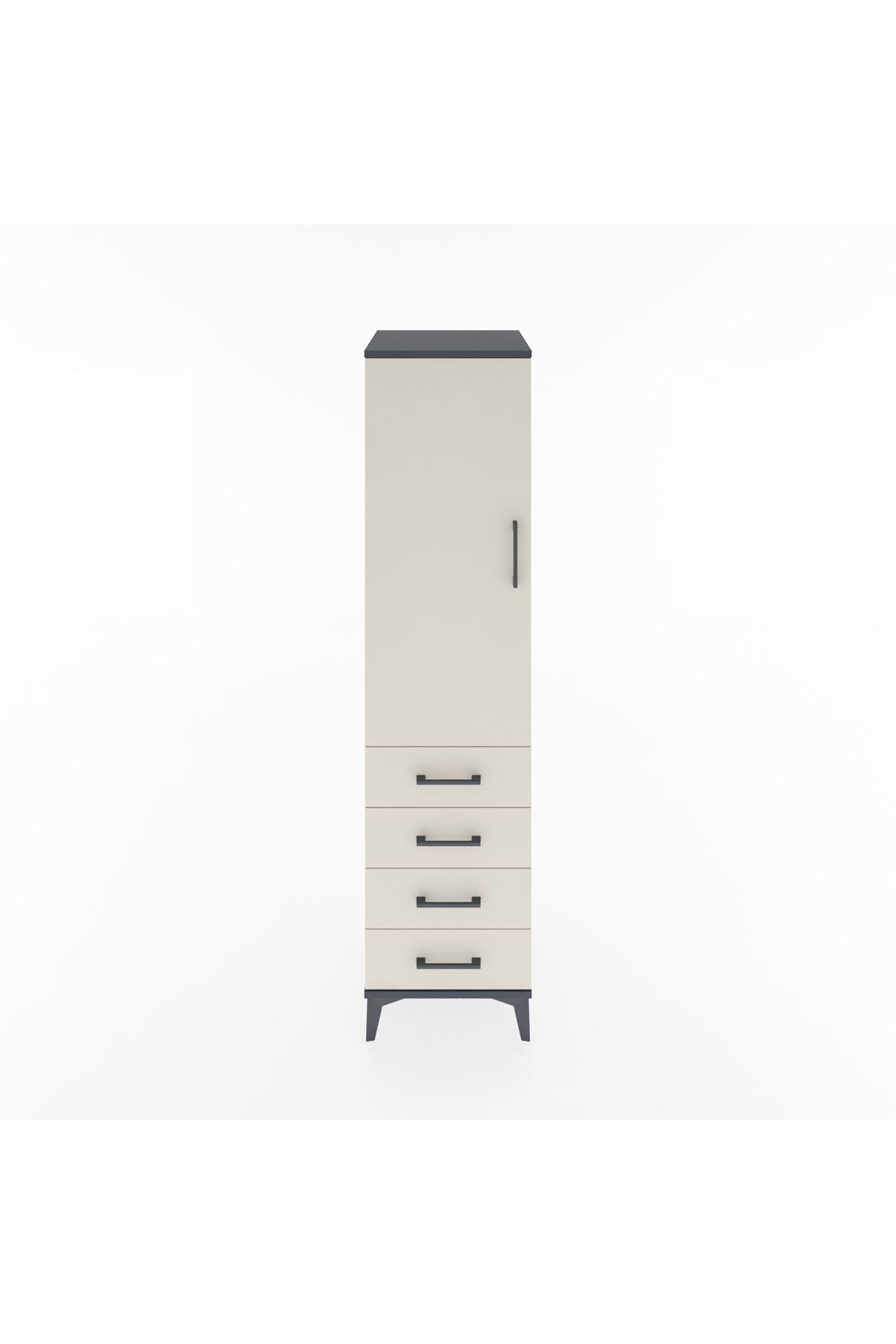 Hyperion Dolap 2 Raflı 4 Çekmeceli Tek Kapaklı 44x44x182 Antrasit-Aytaşı