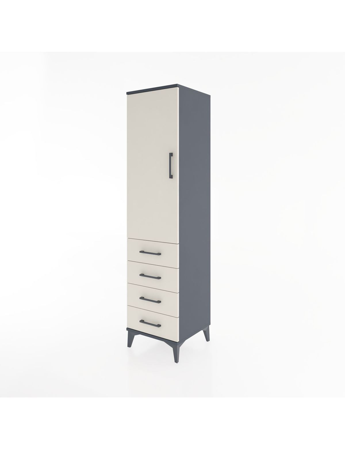 Hyperion Dolap 2 Raflı 4 Çekmeceli Tek Kapaklı 44x44x182 - S55M005V4B