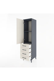Hyperion Dolap 2 Raflı 4 Çekmeceli Tek Kapaklı 44x44x182 Antrasit-Aytaşı