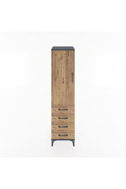 Hyperion Dolap 2 Raflı 4 Çekmeceli Tek Kapaklı 44x44x182 Antrasit-Çam