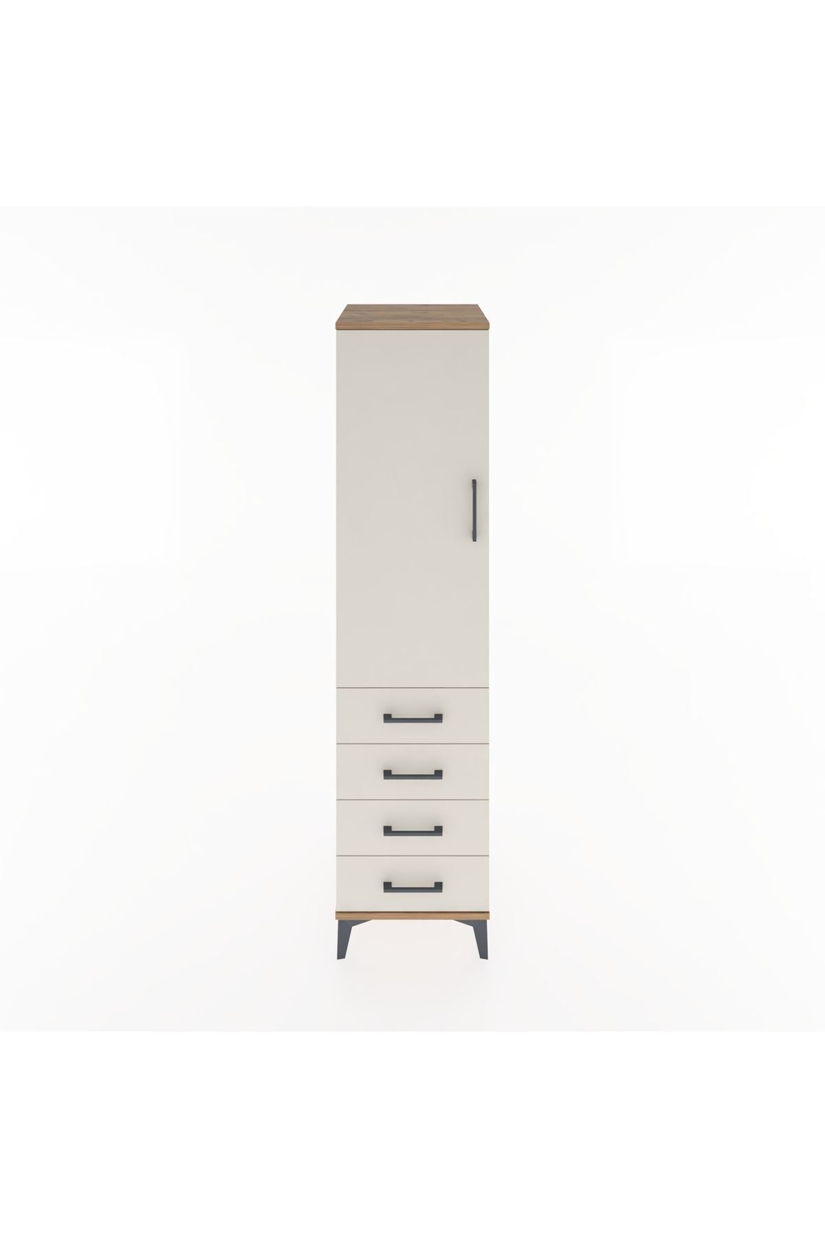 Hyperion Dolap 2 Raflı 4 Çekmeceli Tek Kapaklı 44x44x182 Çam-Aytaşı