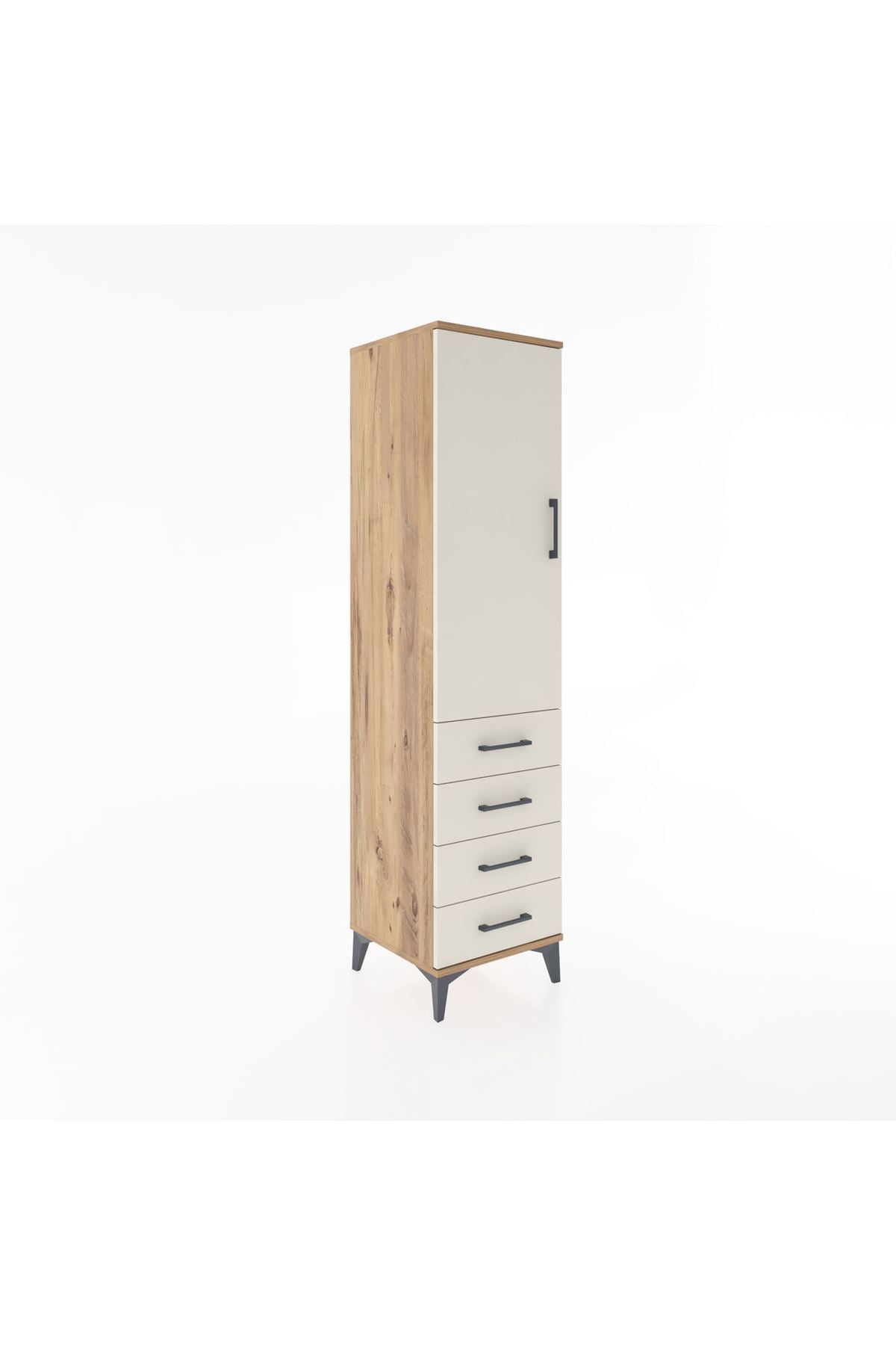 Hyperion Dolap 2 Raflı 4 Çekmeceli Tek Kapaklı 44x44x182 Çam-Aytaşı