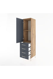 Hyperion Dolap 2 Raflı 4 Çekmeceli Tek Kapaklı 44x44x182 Çam-Antrasit