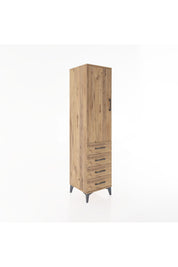 Hyperion Dolap 2 Raflı 4 Çekmeceli Tek Kapaklı 44x44x182 Çam-Çam