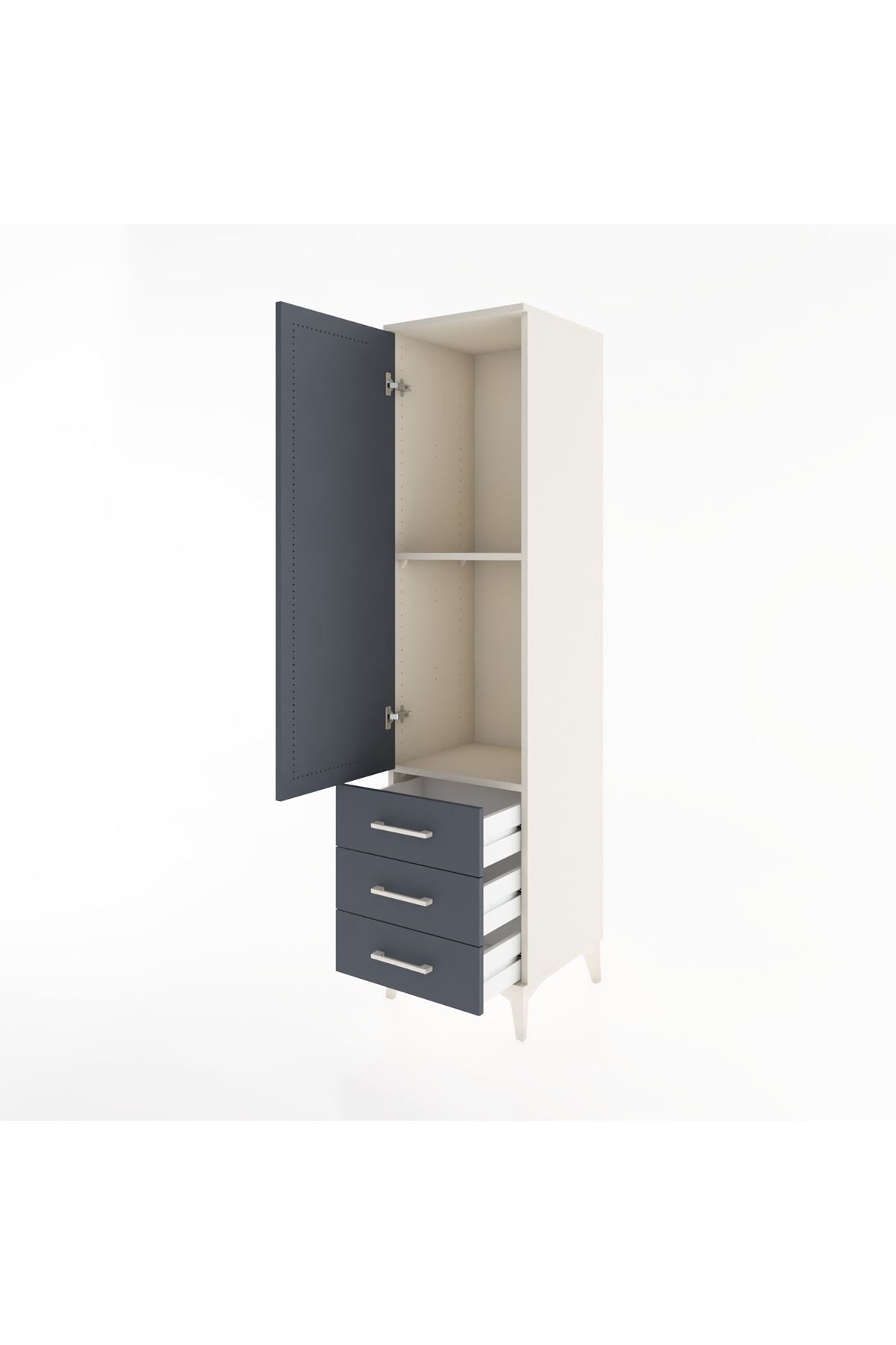 Hyperion Dolap 2 Raflı 3 Çekmeceli Tek Kapaklı 44x44x182 Aytaşı-Antrasit