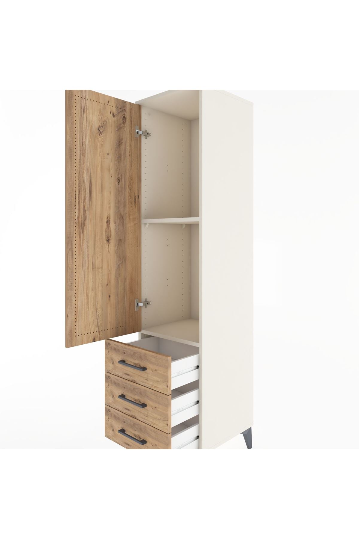 Hyperion Dolap 2 Raflı 3 Çekmeceli Tek Kapaklı 44x44x182 Aytaşı-Çam