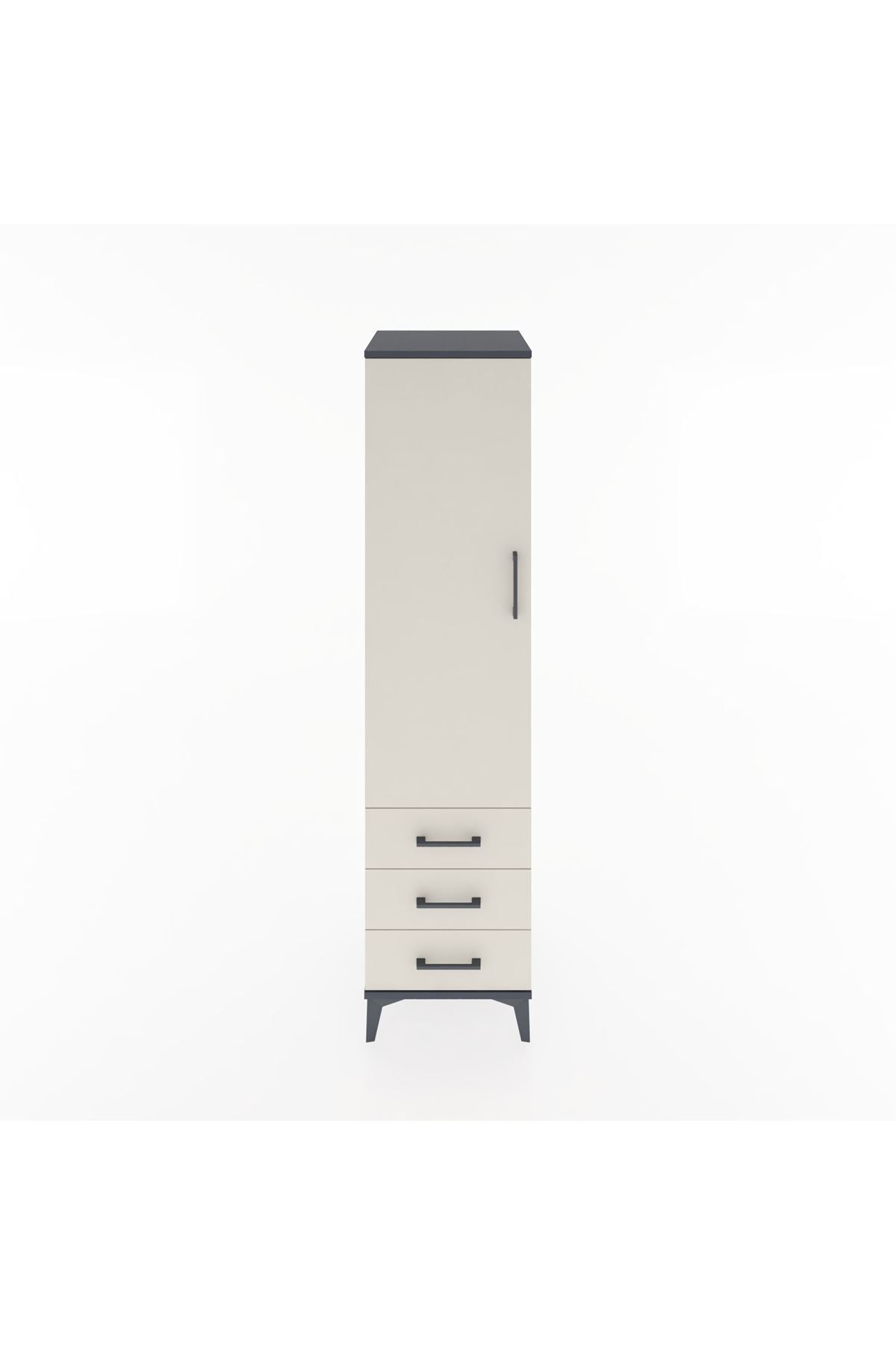 Hyperion Dolap 2 Raflı 3 Çekmeceli Tek Kapaklı 44x44x182 Antrasit-Aytaşı