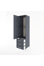 Hyperion Dolap 2 Raflı 3 Çekmeceli Tek Kapaklı 44x44x182 Antrasit-Antrasit