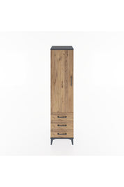 Hyperion Dolap 2 Raflı 3 Çekmeceli Tek Kapaklı 44x44x182 Antrasit-Çam