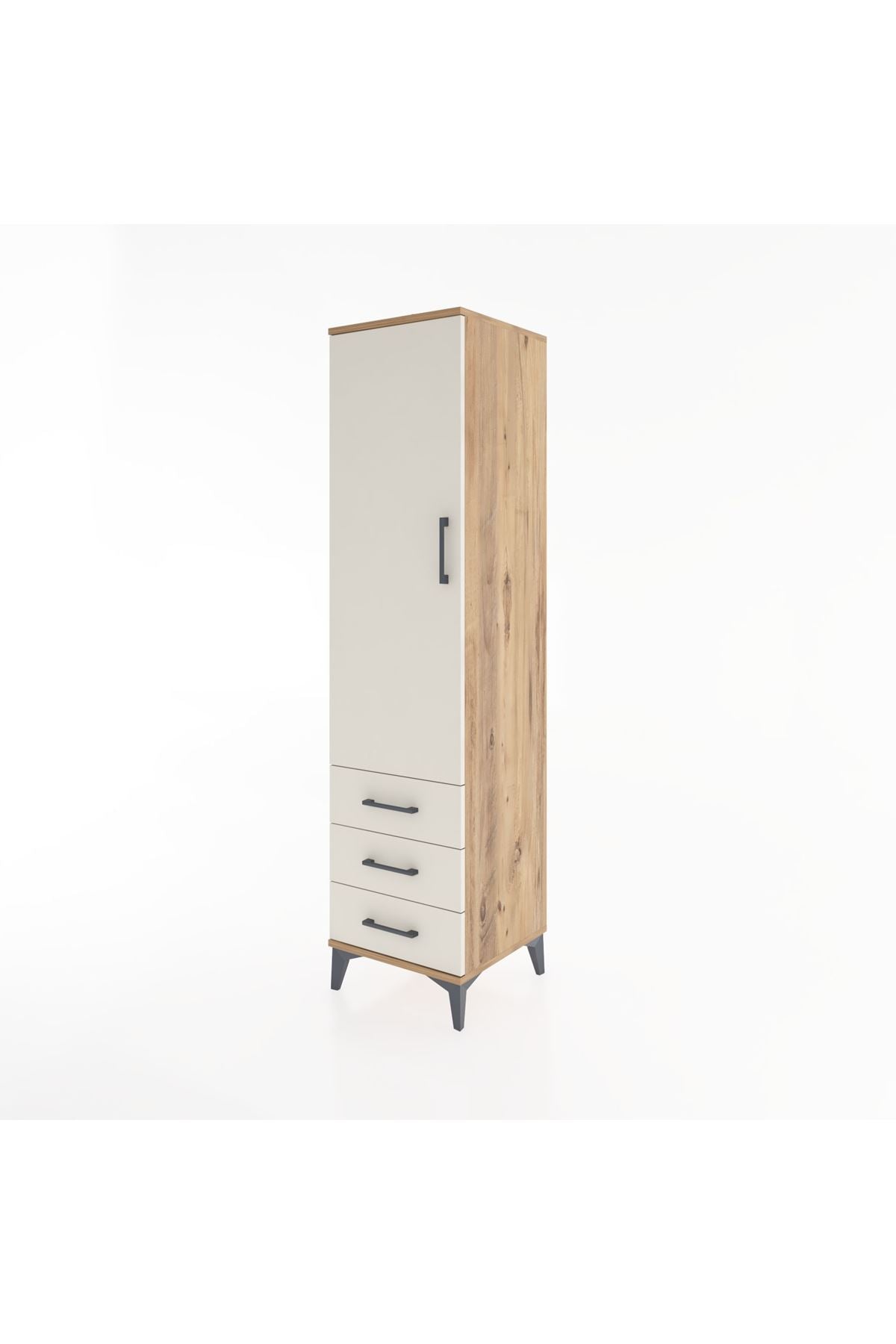 Hyperion Dolap 2 Raflı 3 Çekmeceli Tek Kapaklı 44x44x182 Çam-Aytaşı