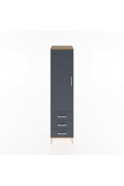 Hyperion Dolap 2 Raflı 3 Çekmeceli Tek Kapaklı 44x44x182 Çam-Antrasit